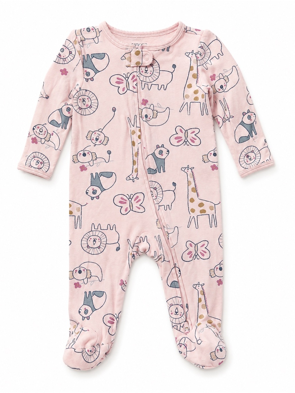 Carter's Pink Animal & Butterfly Footed One-Piece